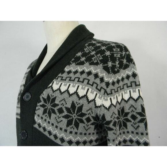 On The Byas cardigan Sweater men's small grey snowflake FairIsle - Picture 5 of 10